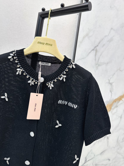 Rhinestone-studded T-shirt