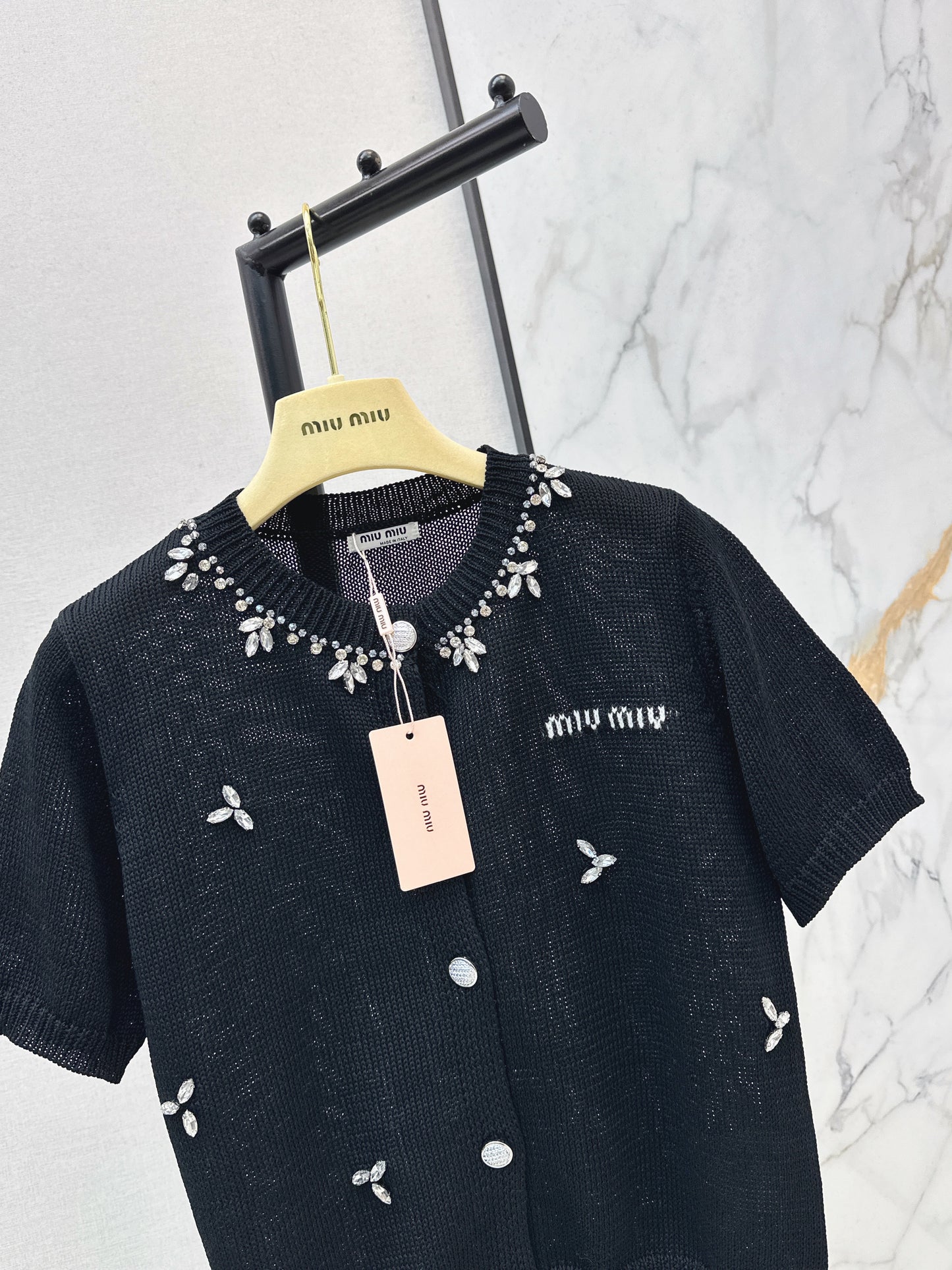 Rhinestone-studded T-shirt