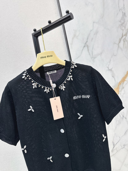 Rhinestone-studded T-shirt