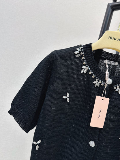 Rhinestone-studded T-shirt