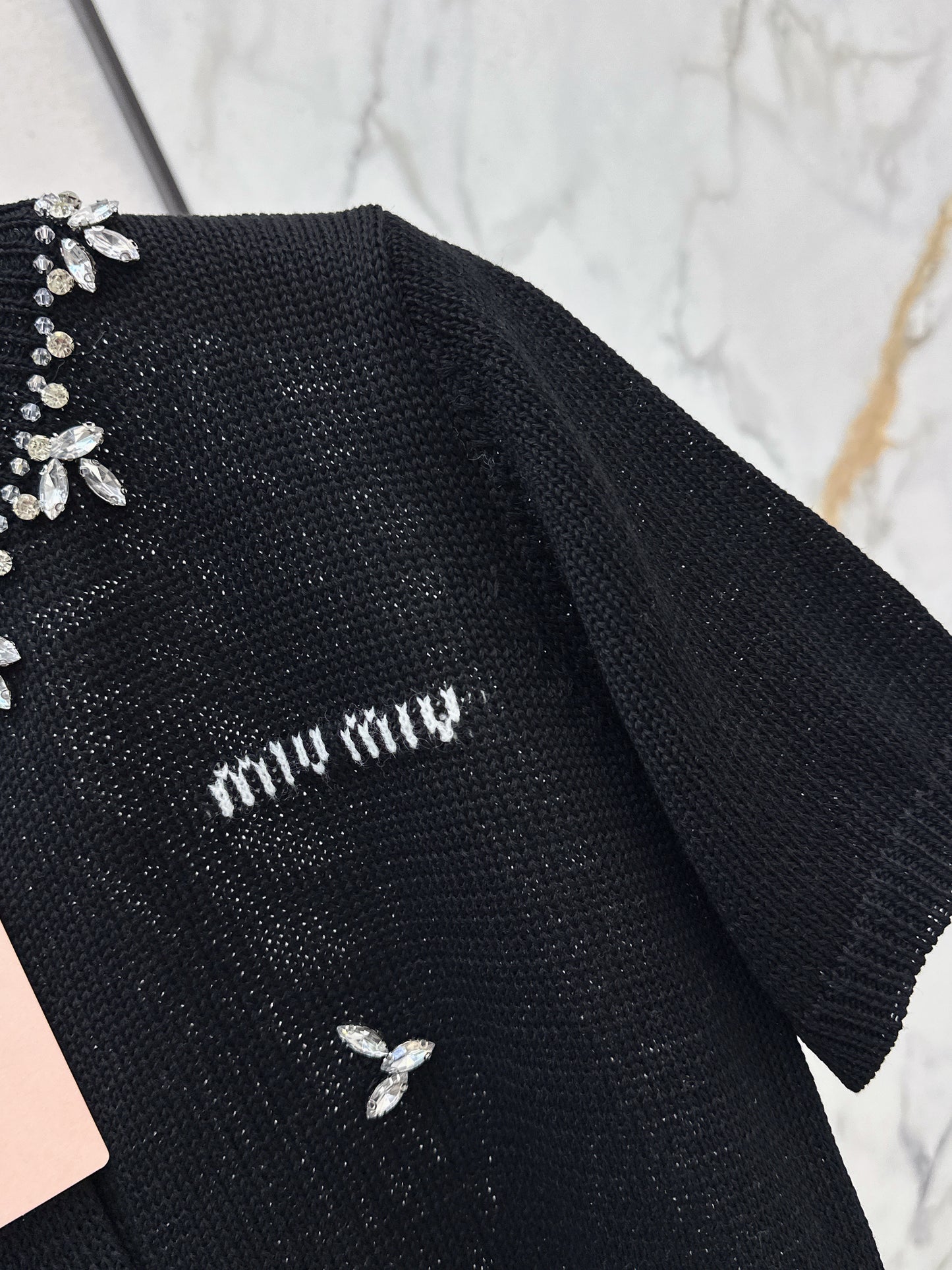 Rhinestone-studded T-shirt