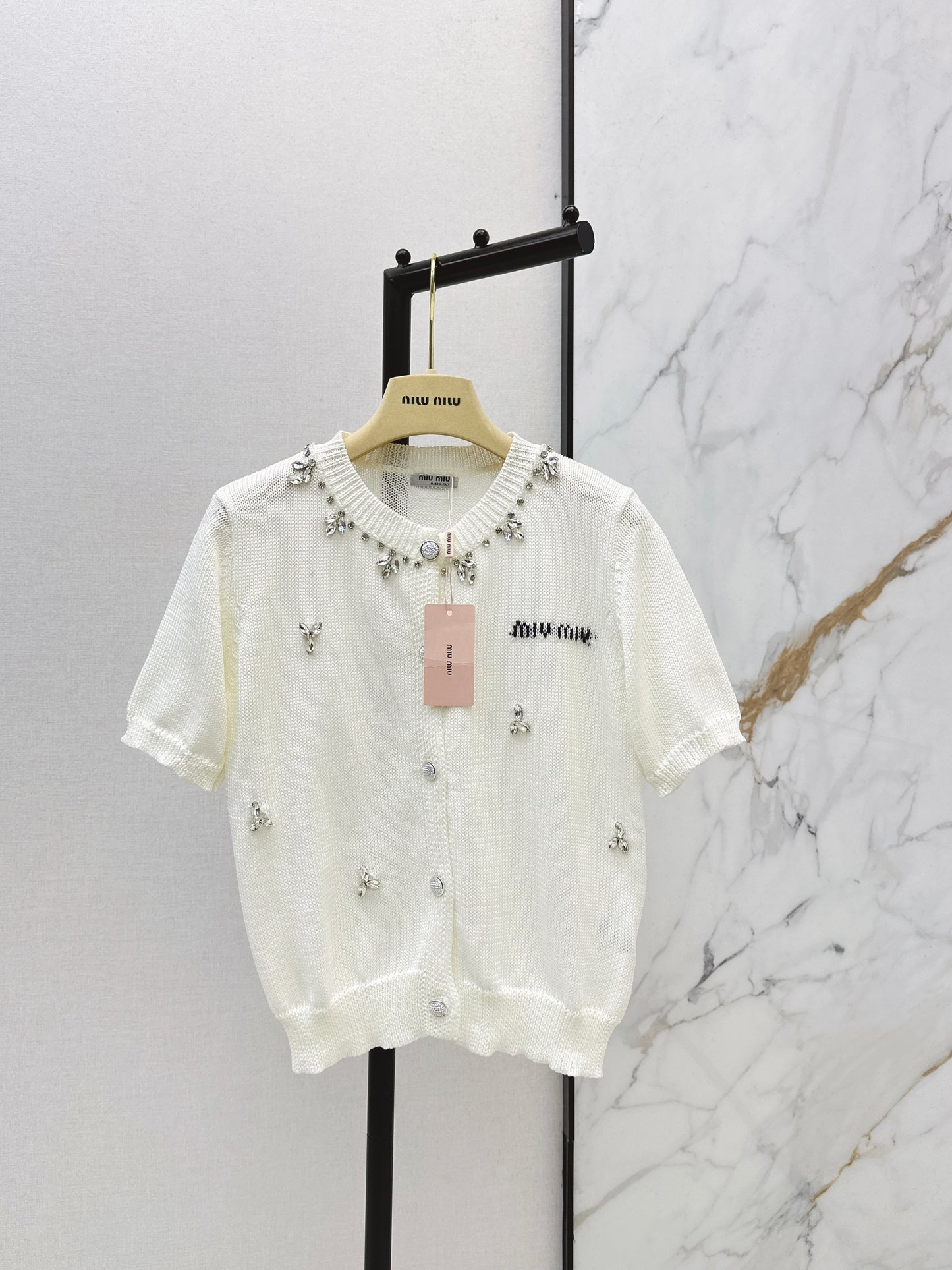 Rhinestone-studded T-shirt