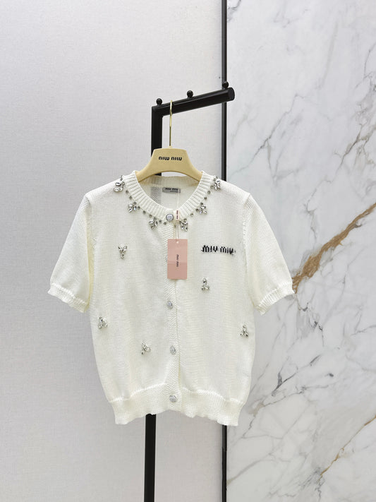 Rhinestone-studded T-shirt