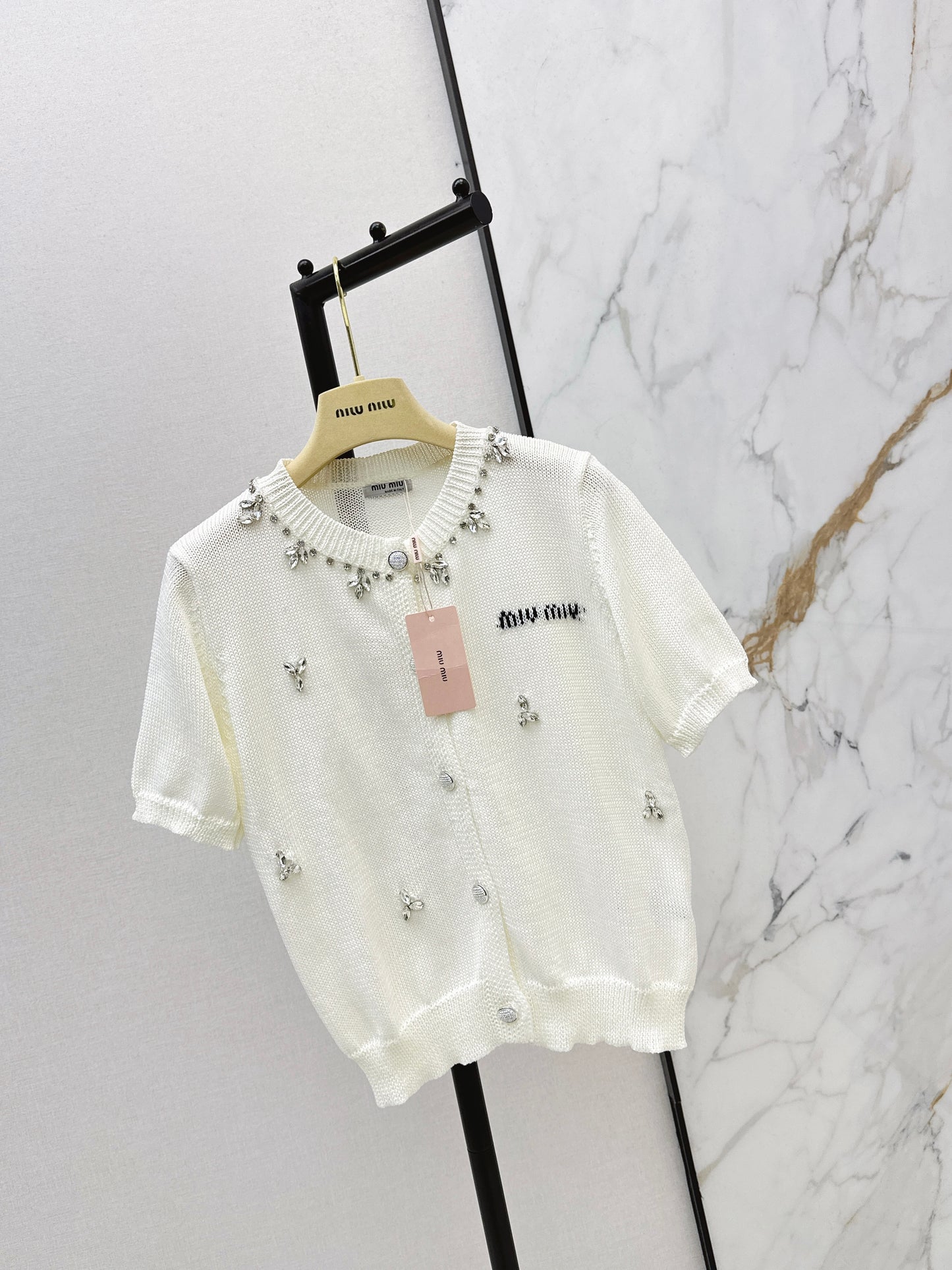 Rhinestone-studded T-shirt