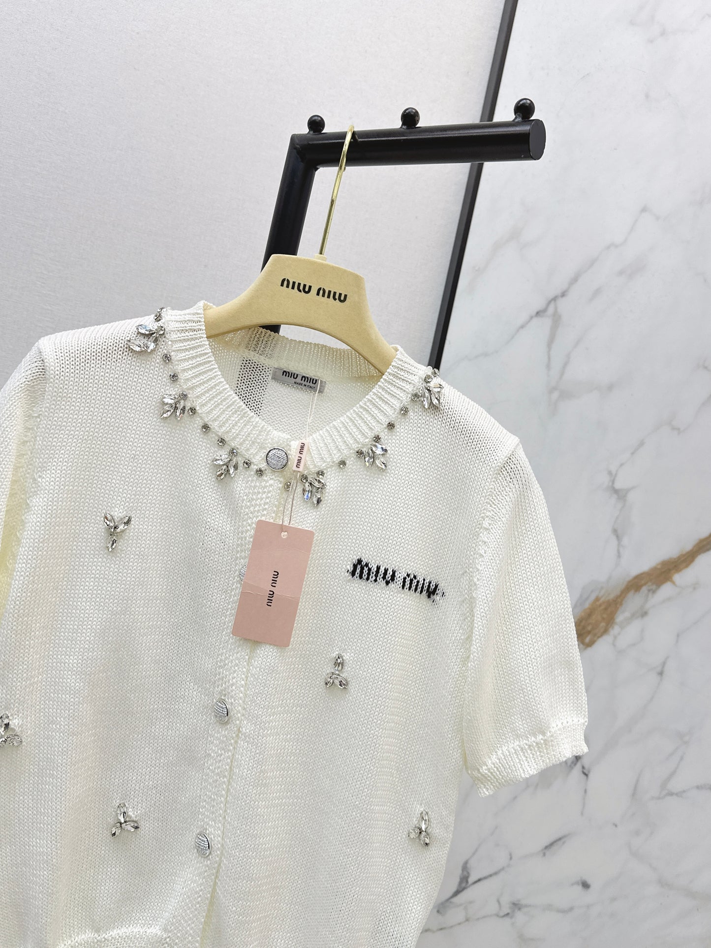 Rhinestone-studded T-shirt