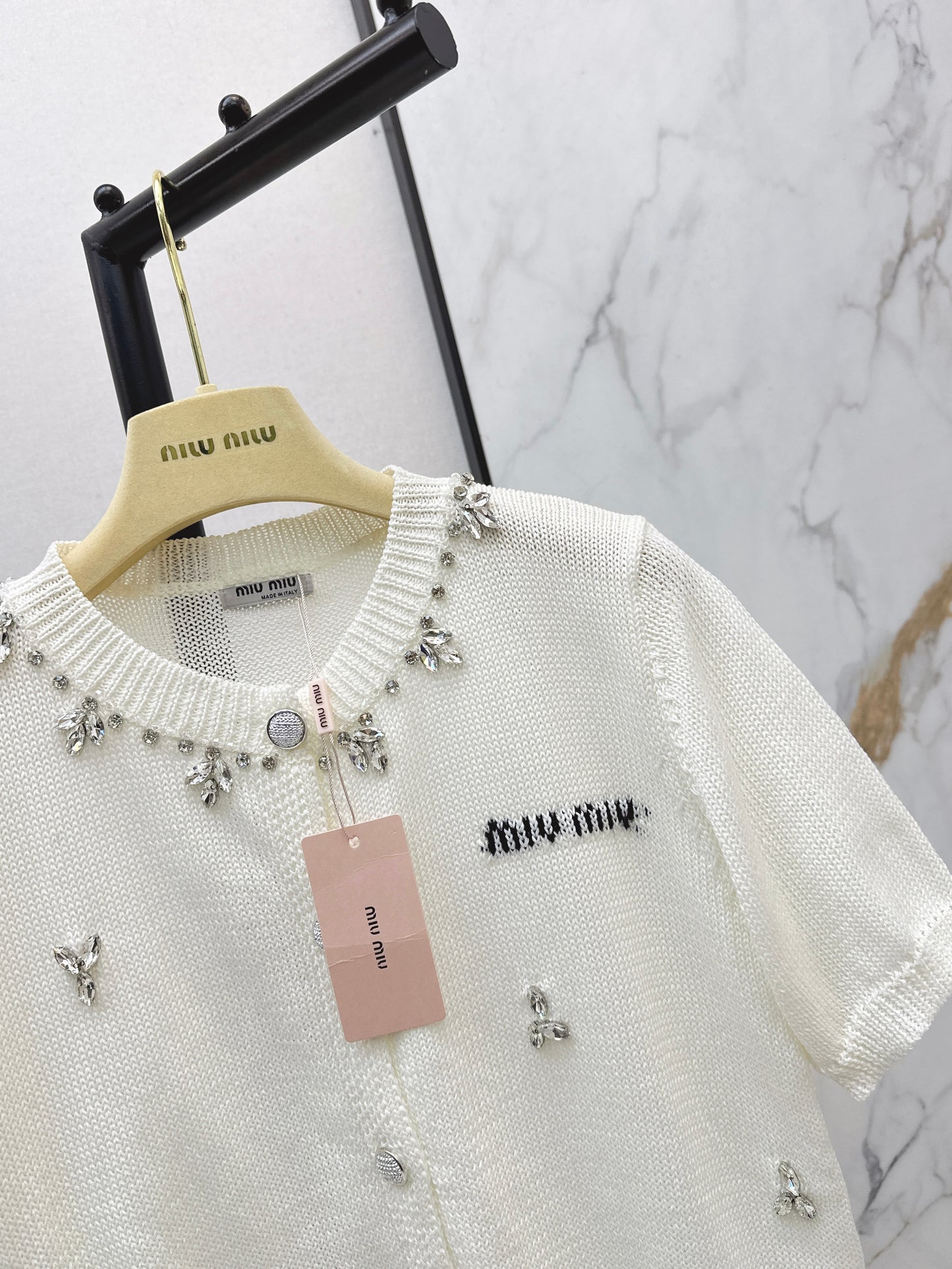 Rhinestone-studded T-shirt