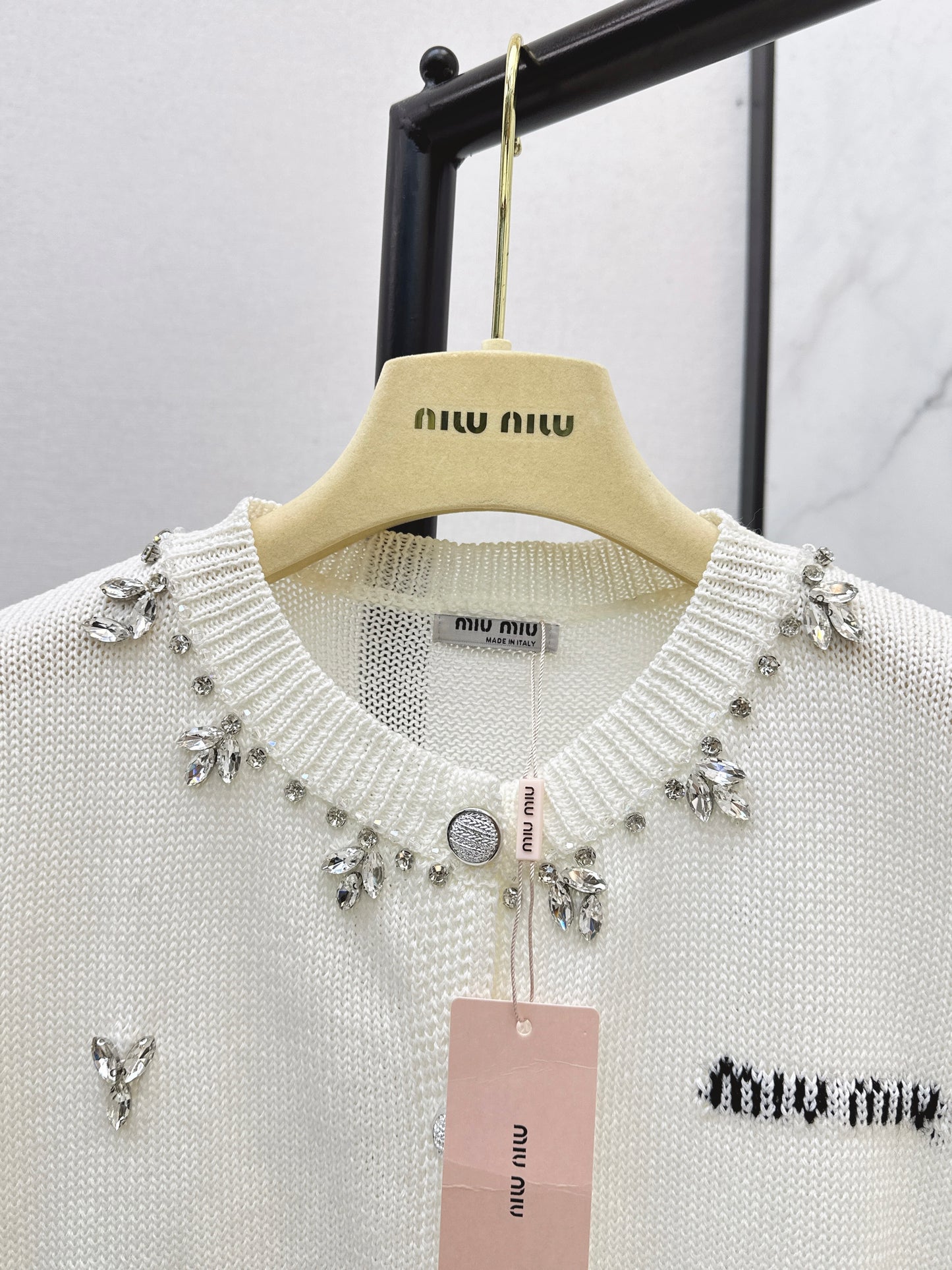 Rhinestone-studded T-shirt