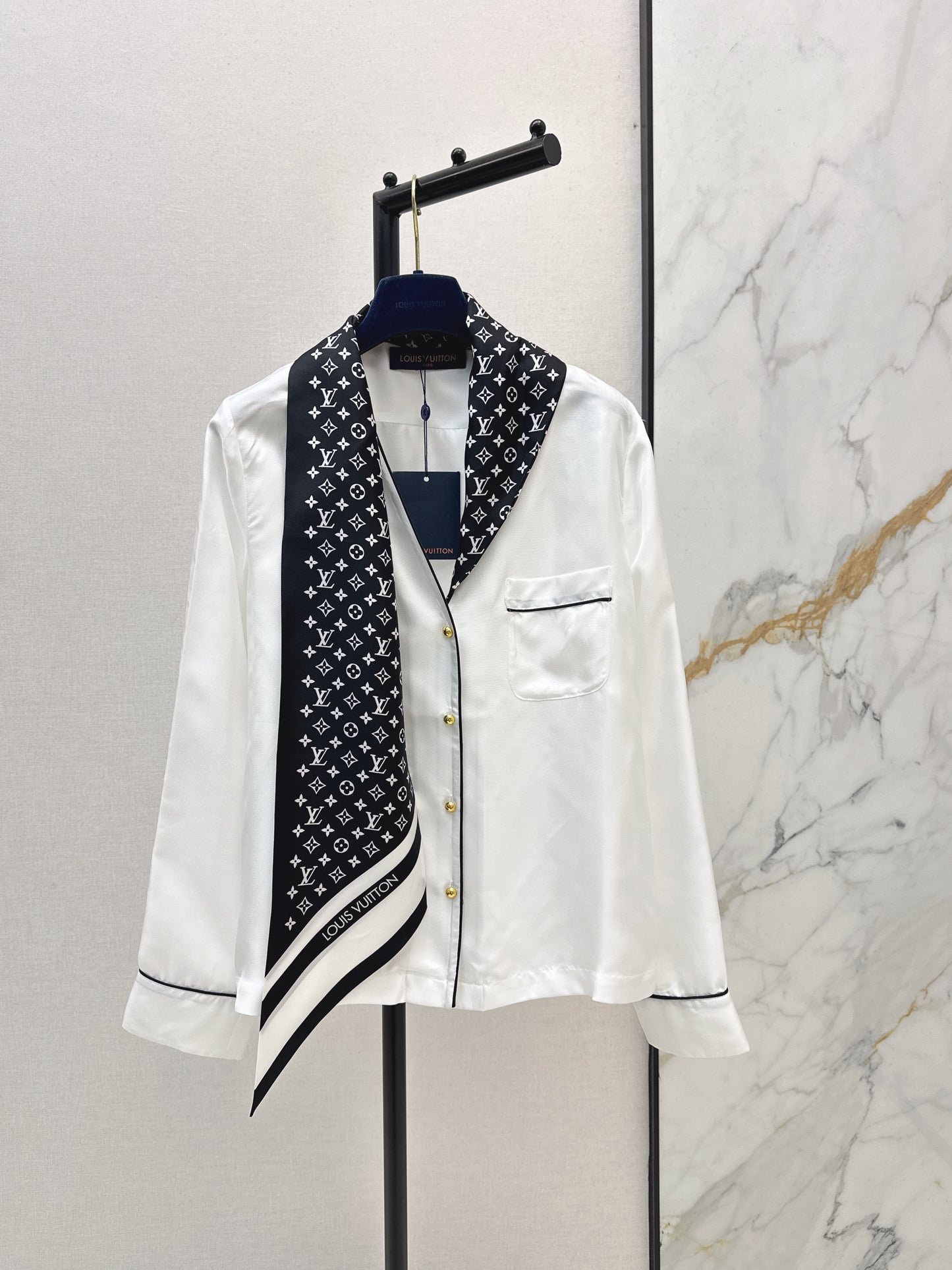 Printed Silk Ribbon Shirt