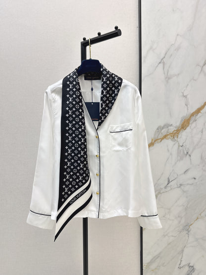 Printed Silk Ribbon Shirt