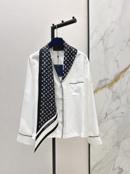 Printed Silk Ribbon Shirt