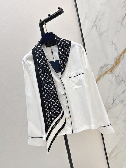 Printed Silk Ribbon Shirt