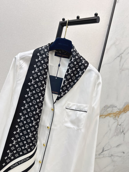 Printed Silk Ribbon Shirt