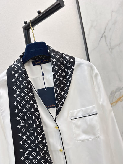 Printed Silk Ribbon Shirt