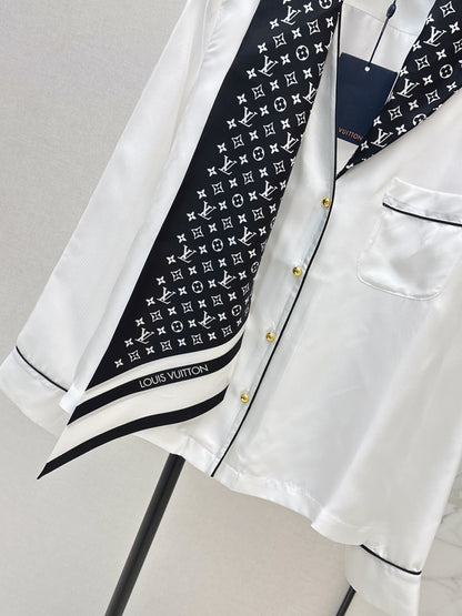 Printed Silk Ribbon Shirt