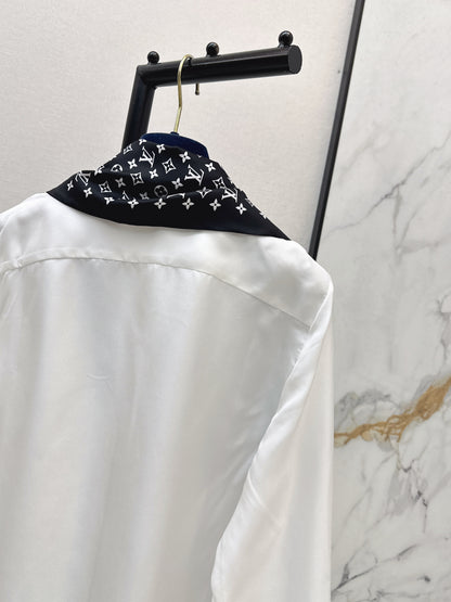 Printed Silk Ribbon Shirt