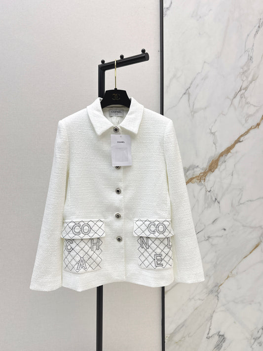 Woven Tweed Mid-Length Coat