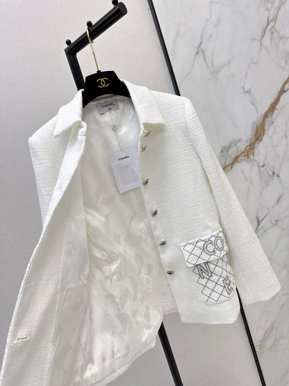 Woven Tweed Mid-Length Coat