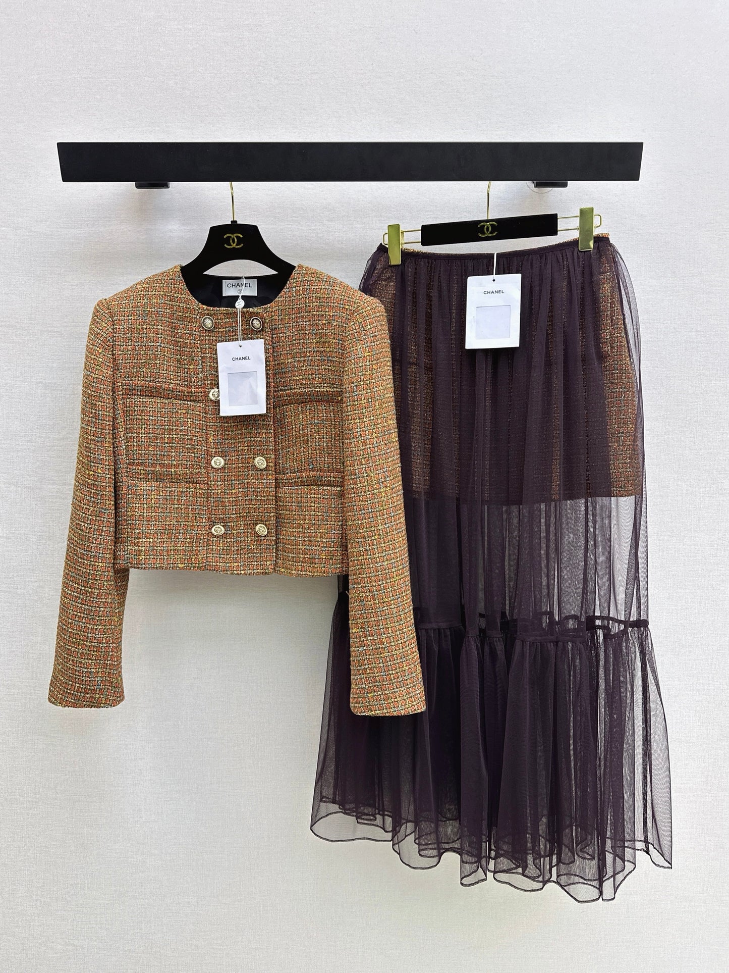 Woven Crew Neck Cardigan