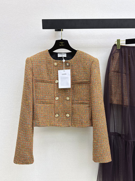 Woven Crew Neck Cardigan