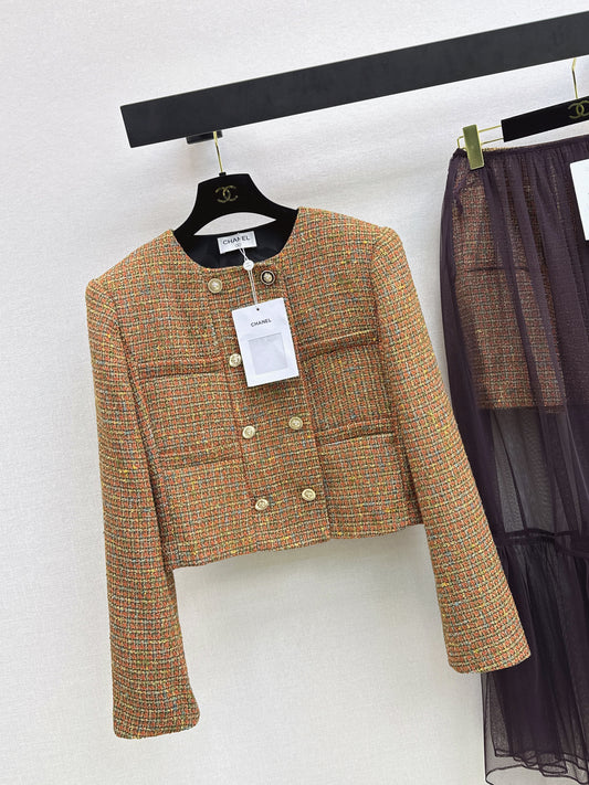 Woven Crew Neck Cardigan