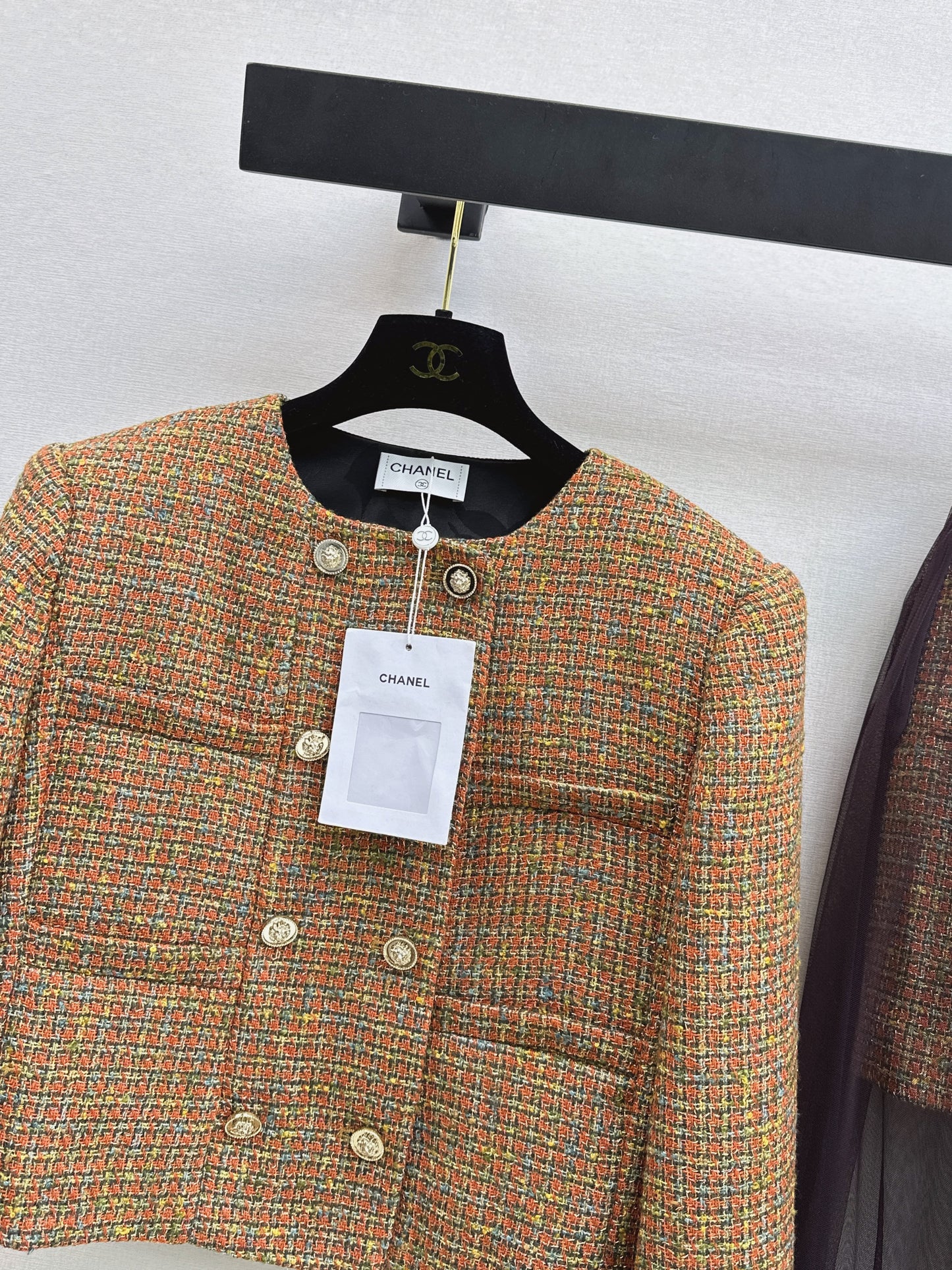 Woven Crew Neck Cardigan