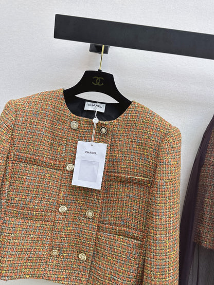 Woven Crew Neck Cardigan