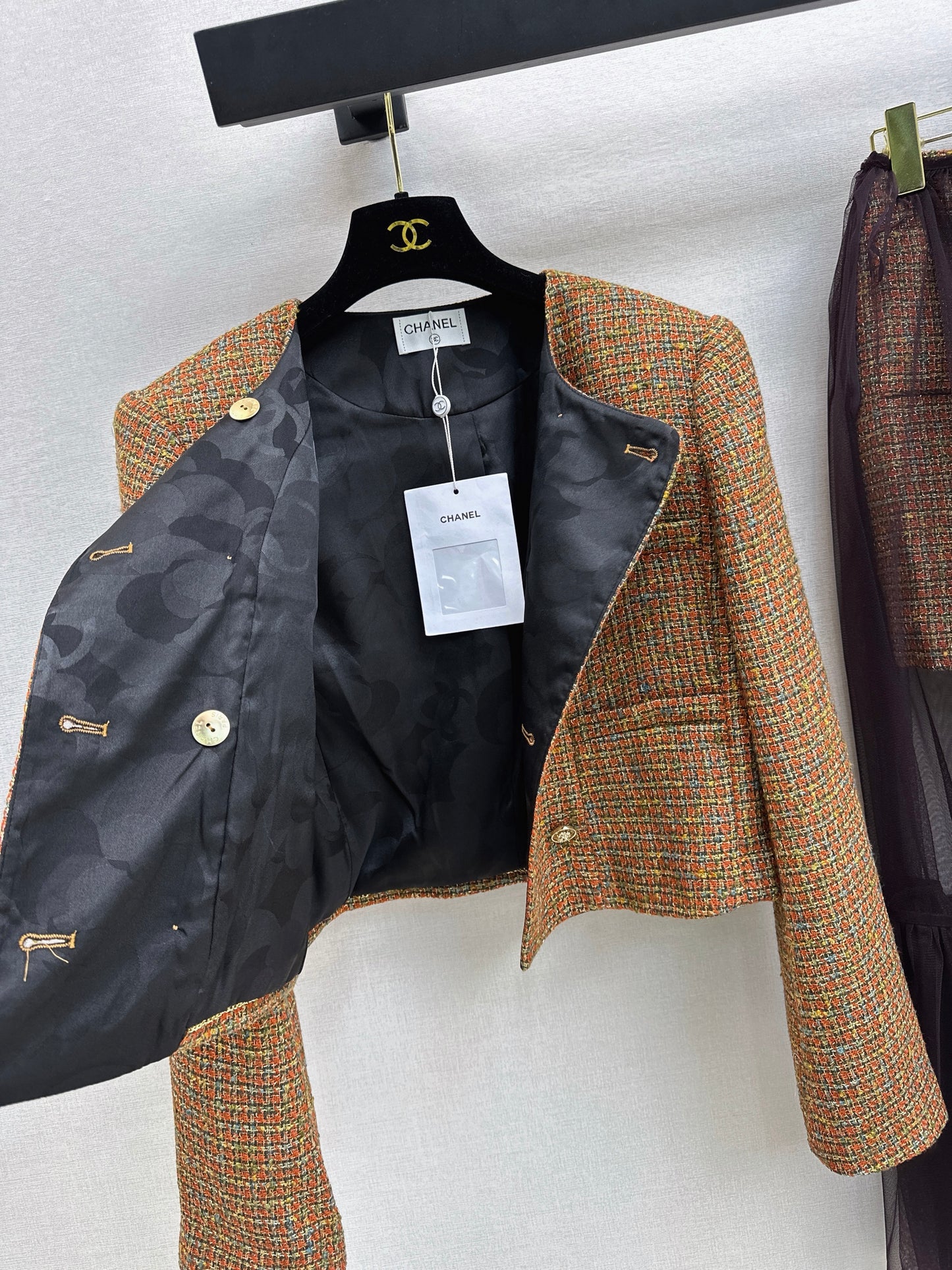 Woven Crew Neck Cardigan