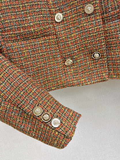 Woven Crew Neck Cardigan