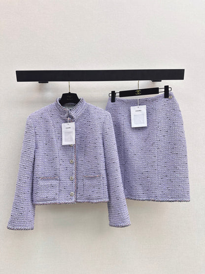 Stand Collar Cropped Knit Jacket