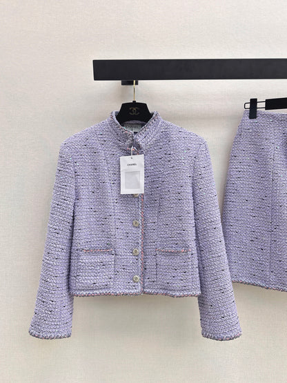 Stand Collar Cropped Knit Jacket
