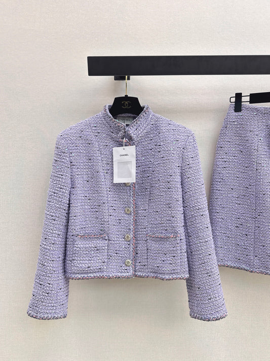 Stand Collar Cropped Knit Jacket