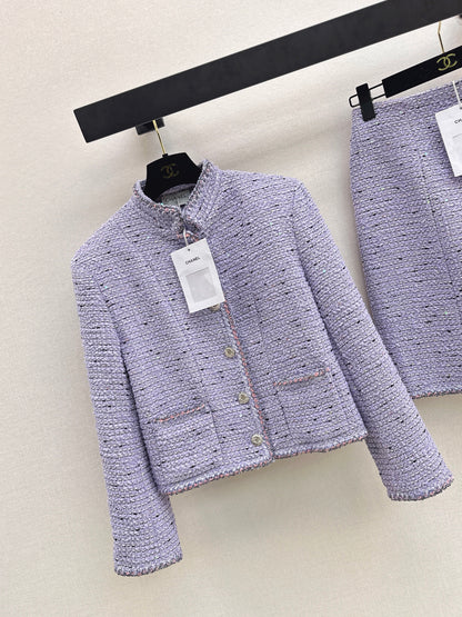 Stand Collar Cropped Knit Jacket