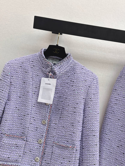 Stand Collar Cropped Knit Jacket