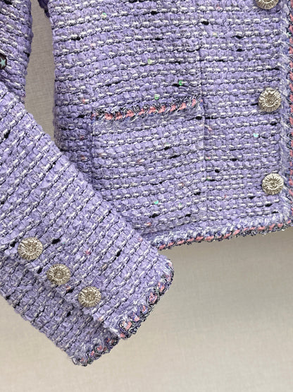 Stand Collar Cropped Knit Jacket