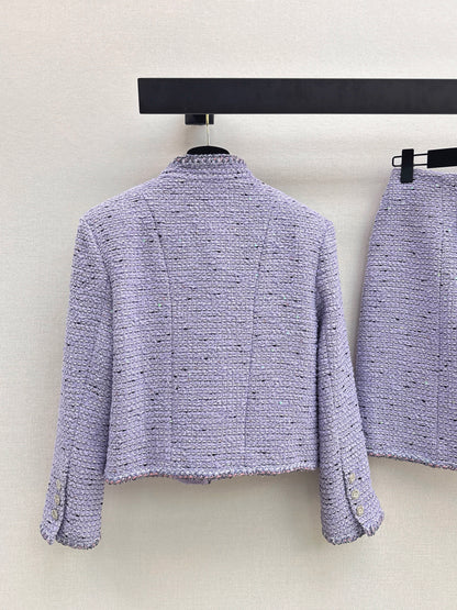 Stand Collar Cropped Knit Jacket