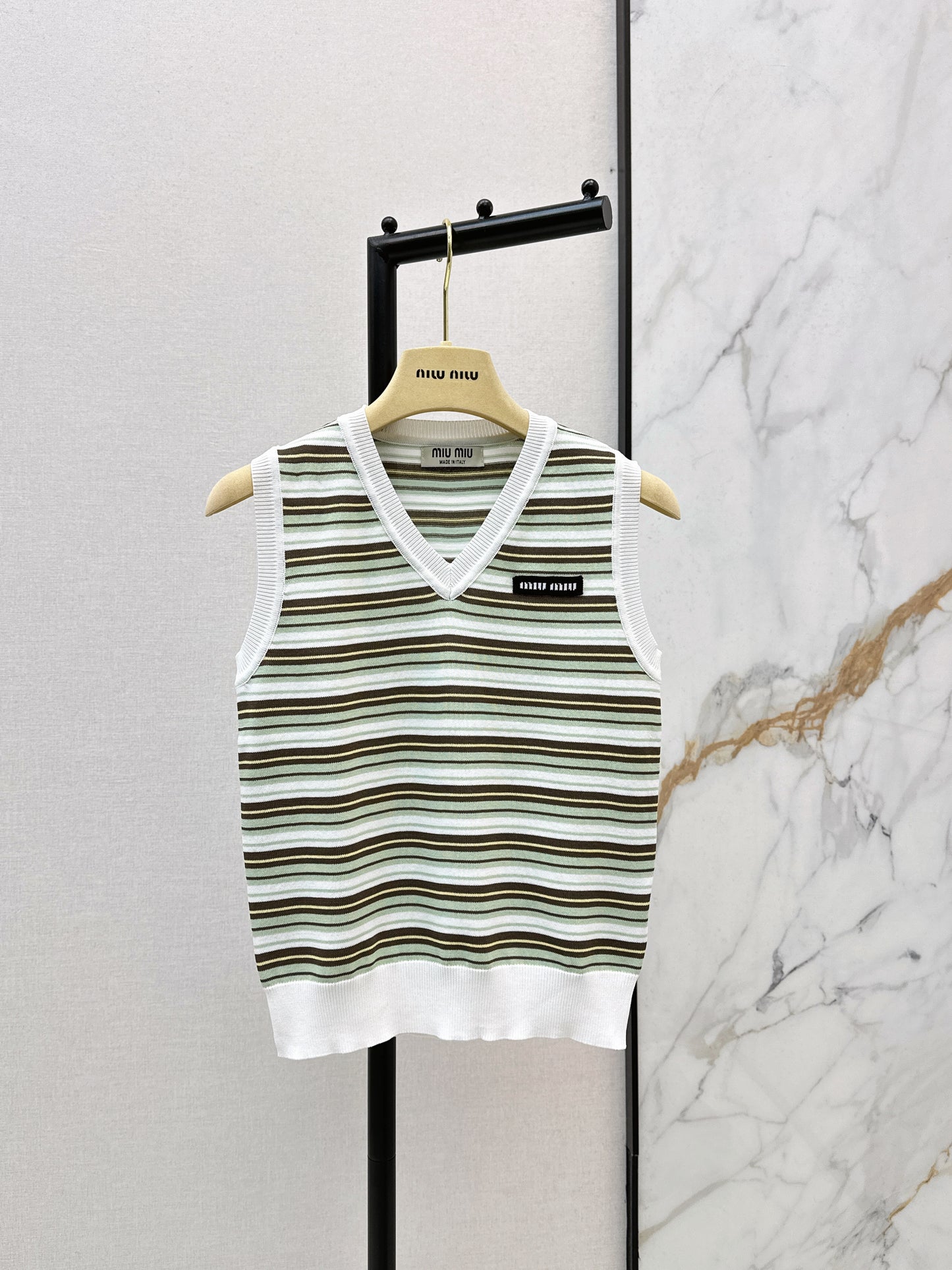 Striped Knit Sleeveless Vest