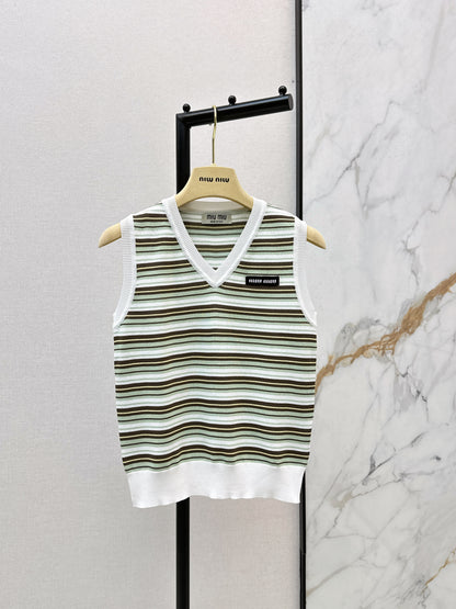 Striped Knit Sleeveless Vest