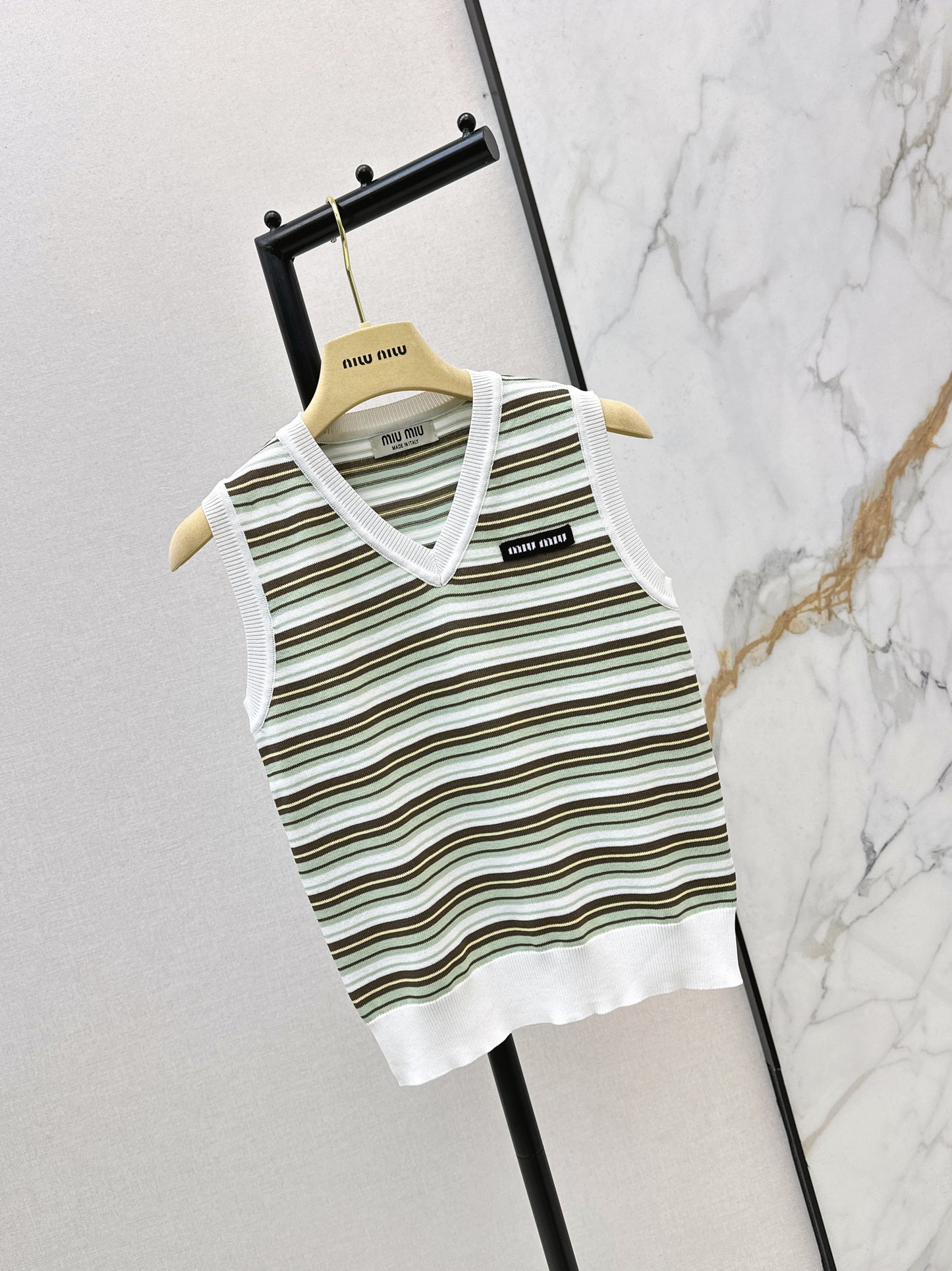 Striped Knit Sleeveless Vest
