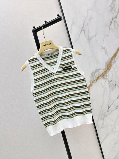 Striped Knit Sleeveless Vest