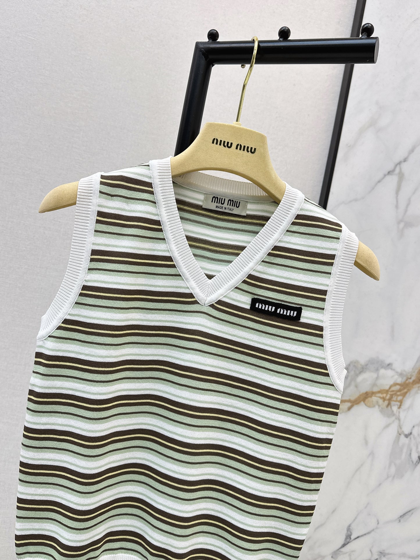 Striped Knit Sleeveless Vest