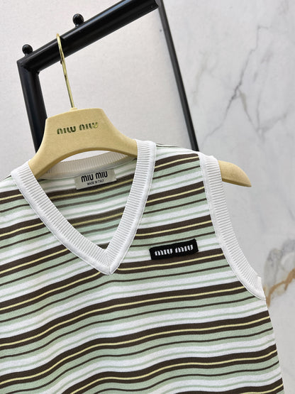 Striped Knit Sleeveless Vest