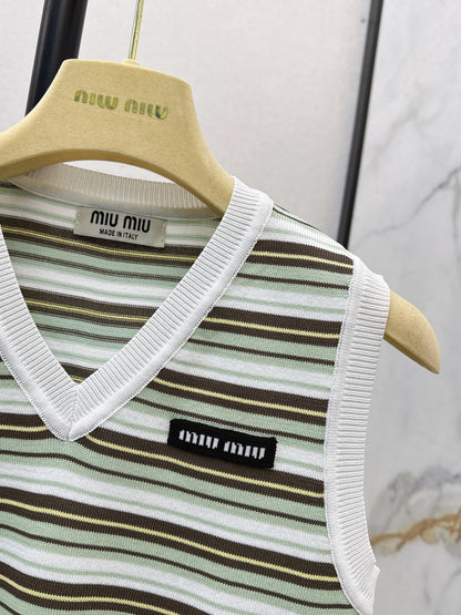 Striped Knit Sleeveless Vest
