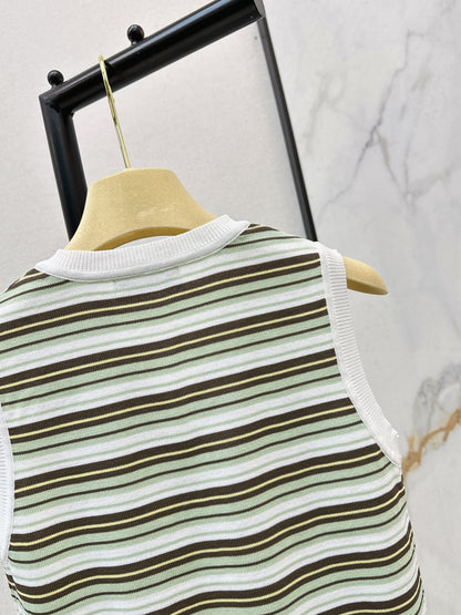 Striped Knit Sleeveless Vest
