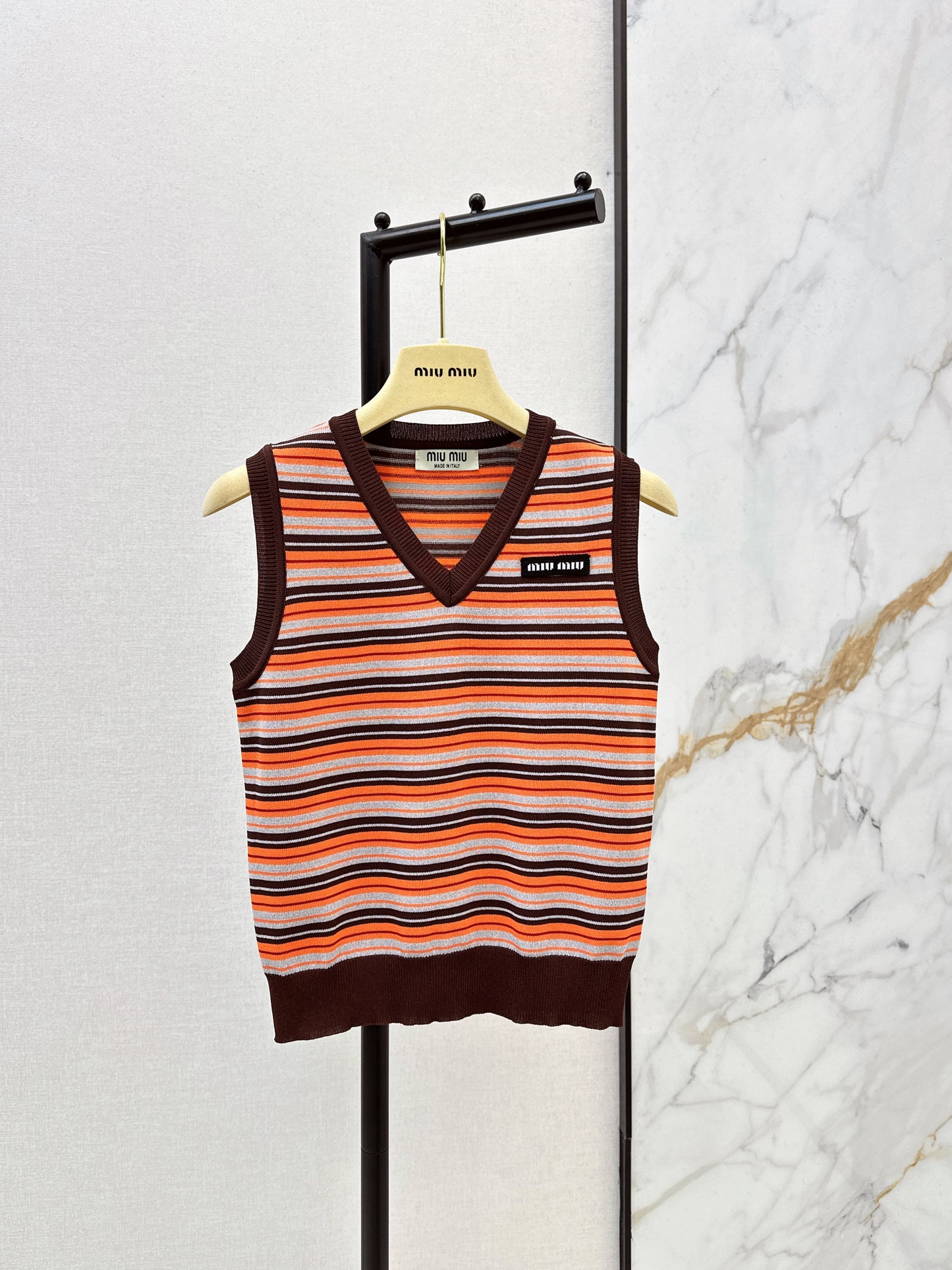 Striped Knit Sleeveless Vest