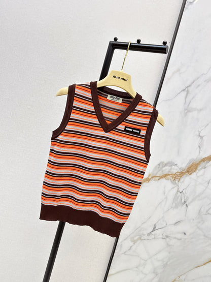 Striped Knit Sleeveless Vest
