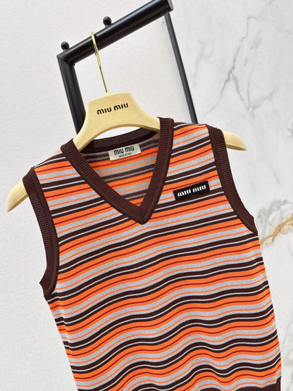 Striped Knit Sleeveless Vest