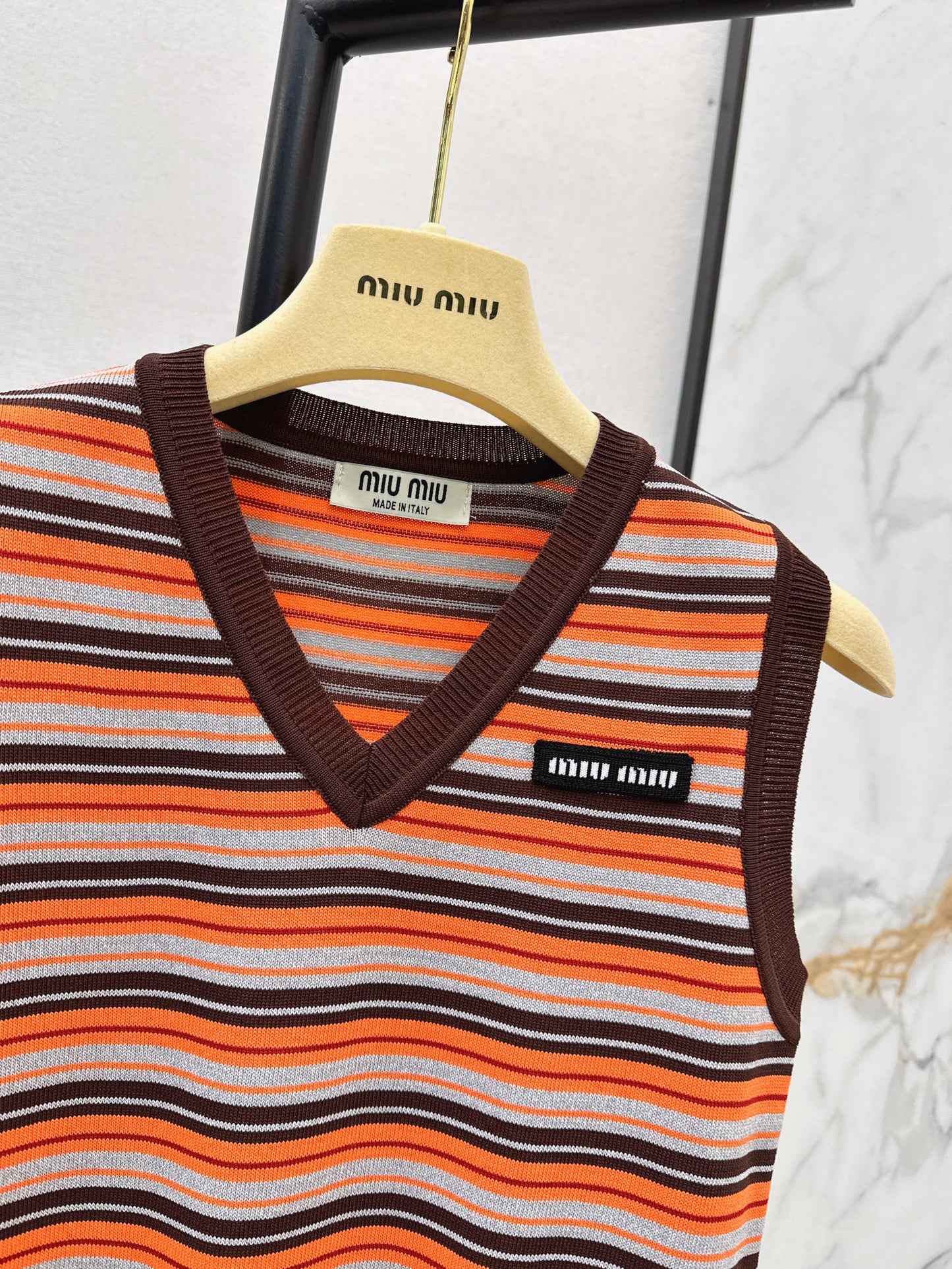 Striped Knit Sleeveless Vest