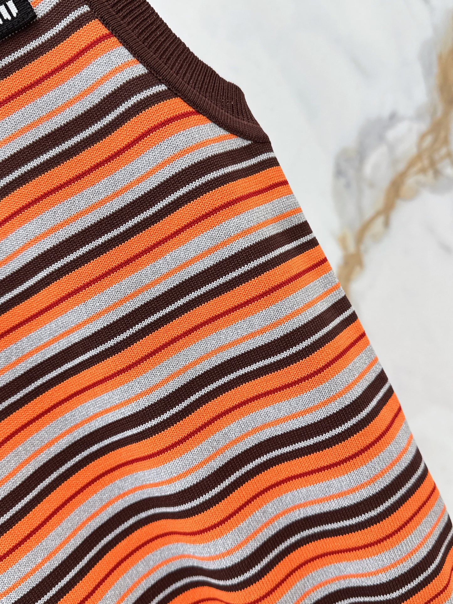 Striped Knit Sleeveless Vest