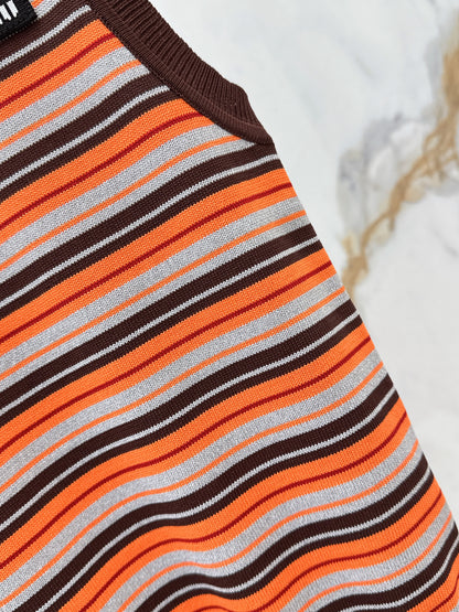 Striped Knit Sleeveless Vest