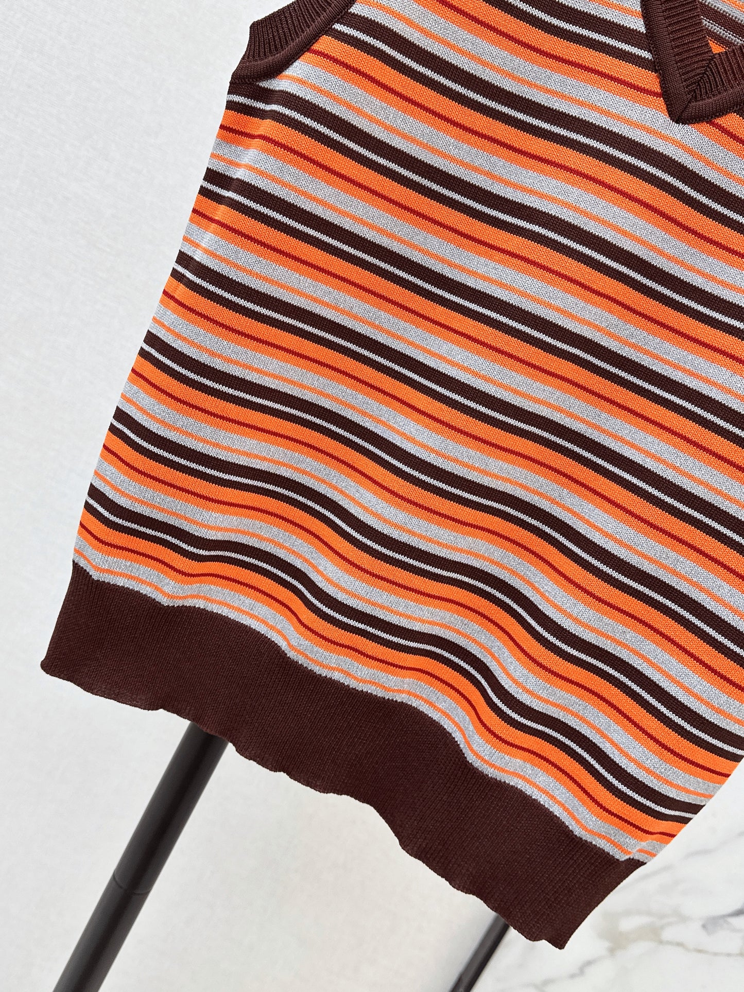 Striped Knit Sleeveless Vest